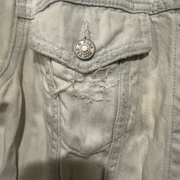 Rag & Bone Off-White Distressed Denim Jacket Size Medium - Picture 3 of 5